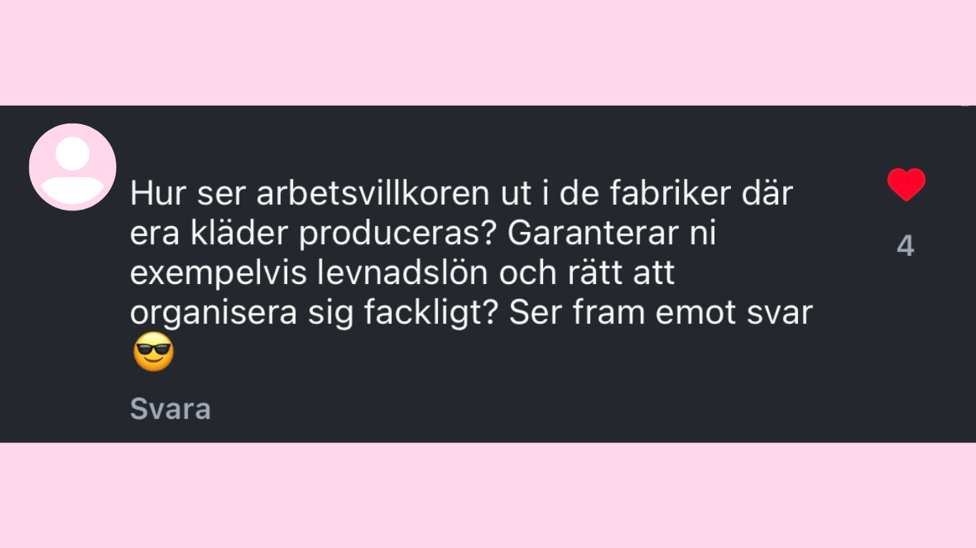 Kommentar på Instagram